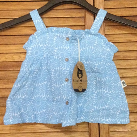 Rabbit +Bear Organic Blue Floral Kids Matching Set with sunglasses - Picture 2 of 9